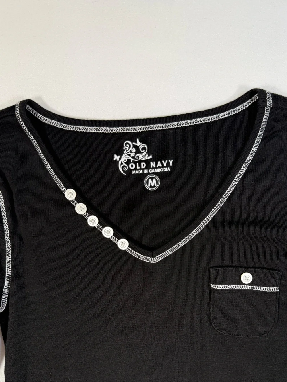 VINTAGE OLD NAVY‎ Girls Y2K Henley M Coquette Mall Goth Indie Sleaze Emo Grunge